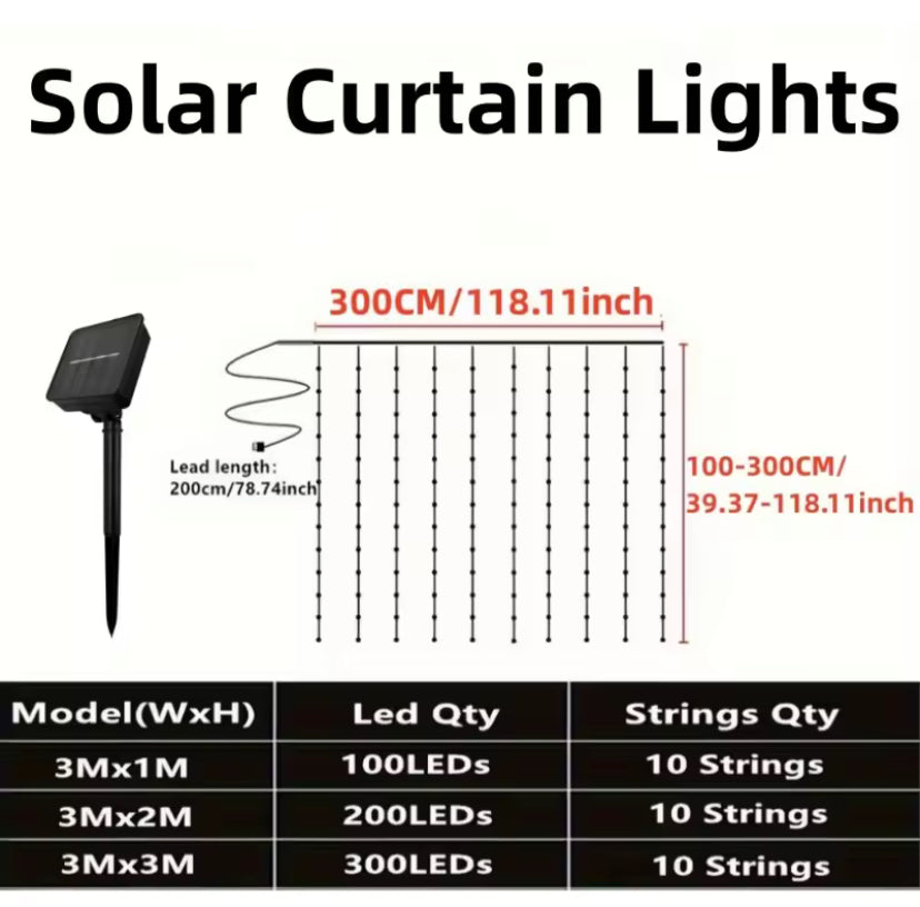 Solar Gordijn Licht Outdoor – Zonne-energie – Lichtslinger voor Tuin (Tijdelijk aanbieding)