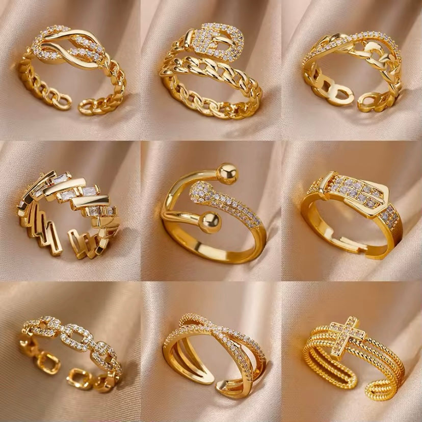 9-in-1 Zirkonia Ringen Set | Luxe Gouden Sieraden voor Vrouwen
