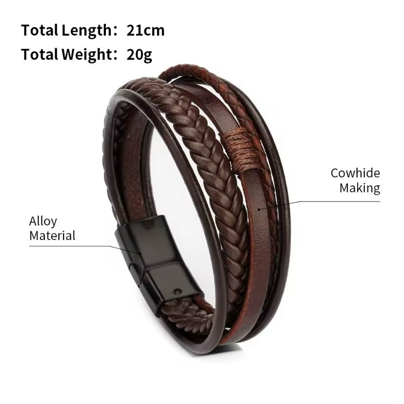 Stoere Lederen Armbanden – Roestvrij Staal & Gevlochten Design | Perfect Cadeau voor Mannen