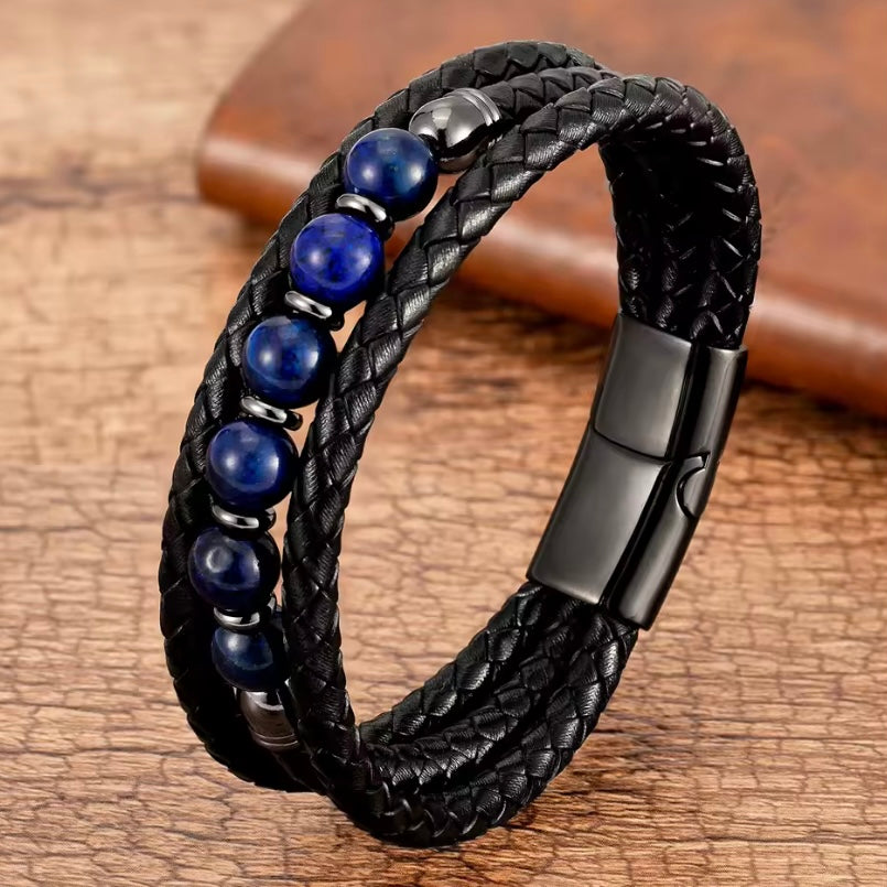 Multilayer Lederen Armbanden – Trendy 9-Stijl Kralen & Ronde Steen | Perfect Cadeau voor Mannen & Vrouwen