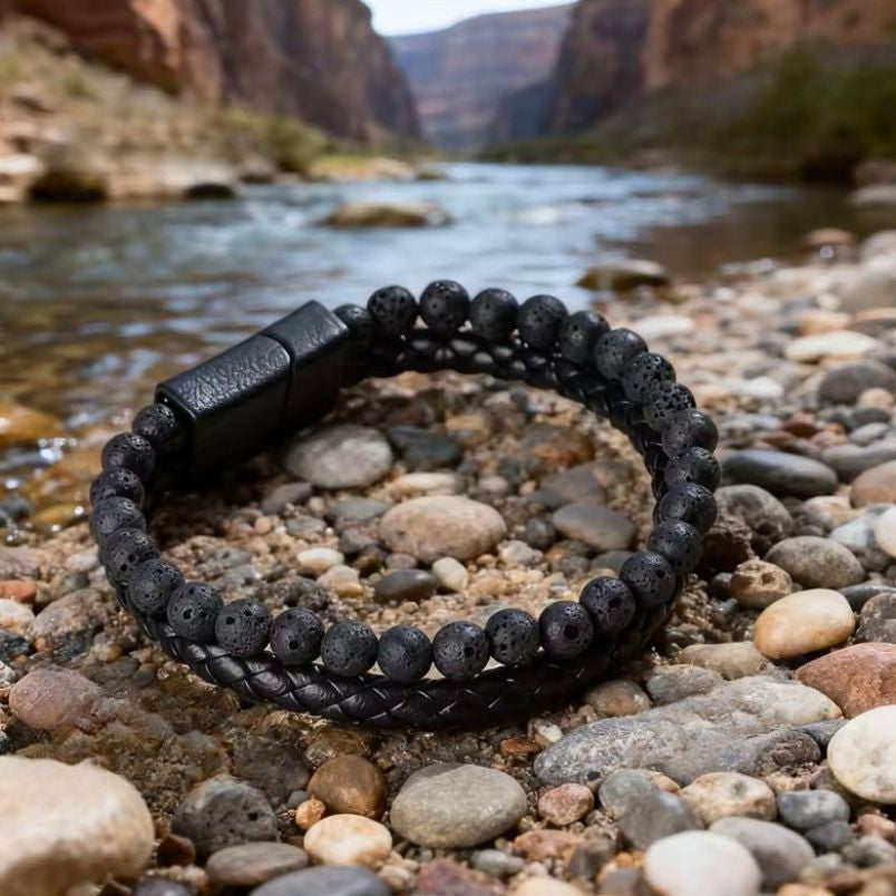 Herenarmband met edelsteenkralen