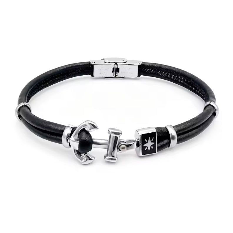 Brother® Leren Armband – RVS Anker – Nautische Stijl