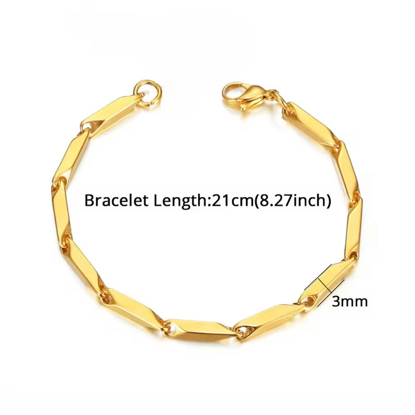 Goudkleurige Onregelmatige Link Chain – Armband & Ketting van Roestvrij Staal