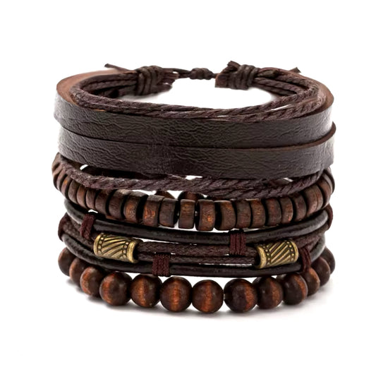 Ontworpen voor stijl. Gemaakt voor jou: Vintage Multi-Layer Herenarmband met Houten Kralen