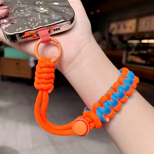 WeaveGuard™ Handgeweven Verstelbare Telefoon Polsband Oranje