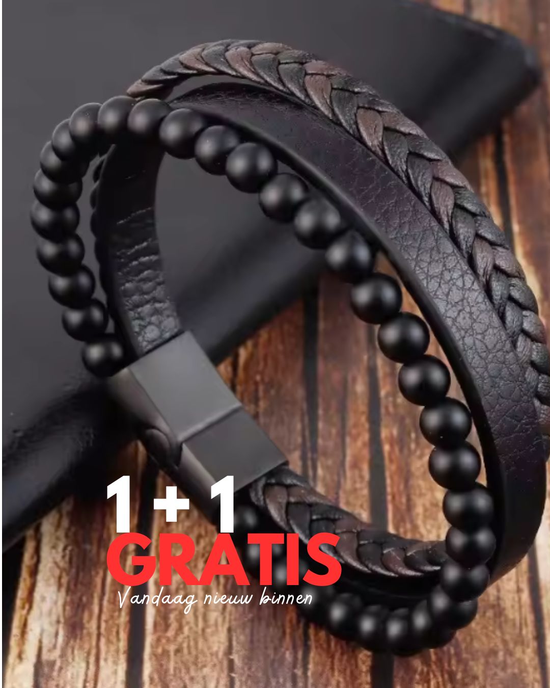 Leren Heren armband | 1+1 Gratis Actie bij HeWear