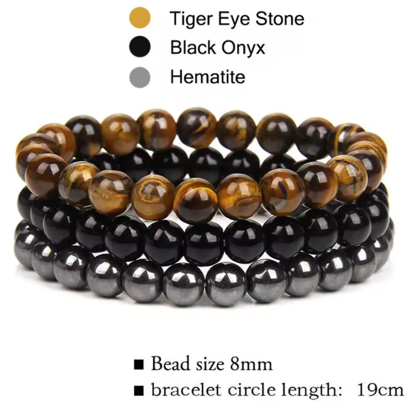 3 Stuks Natuursteen Armband 8Mm