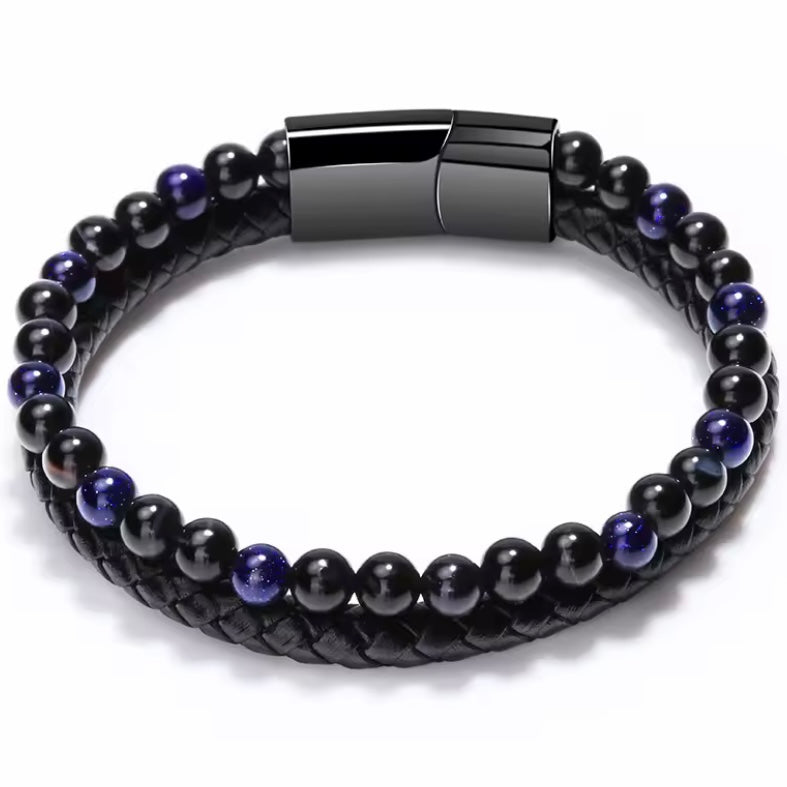 The Element™ – Herenarmband van Natuursteen, Leer & Vulkanische Kralen