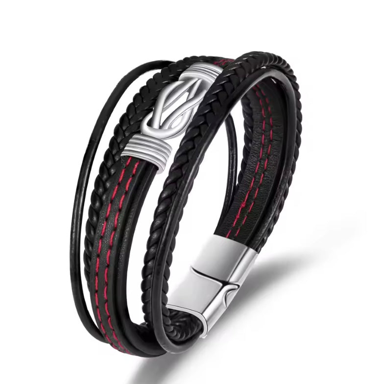 Draadloos Symbool Lederen Armband Heren