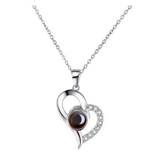 Taal van de Liefde - Hart Projectie Ketting & Roos Geschenkdoos