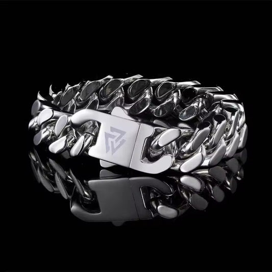 Luxora™ Luxe Armband - Gepolijste 11mm Ketting, Vierzijdig Gesneden