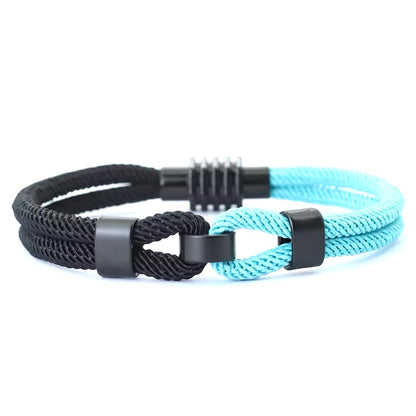 Bicolor Draad Armband Voor Mannen Magneet Gesp Concentrische Knoop Nautische