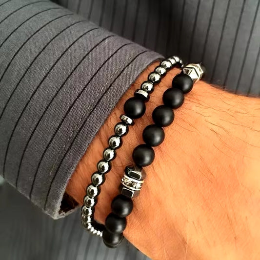 NAIQUBE Mannen Armband Stone Bead ACTIE: 1 + 1 GRATIS