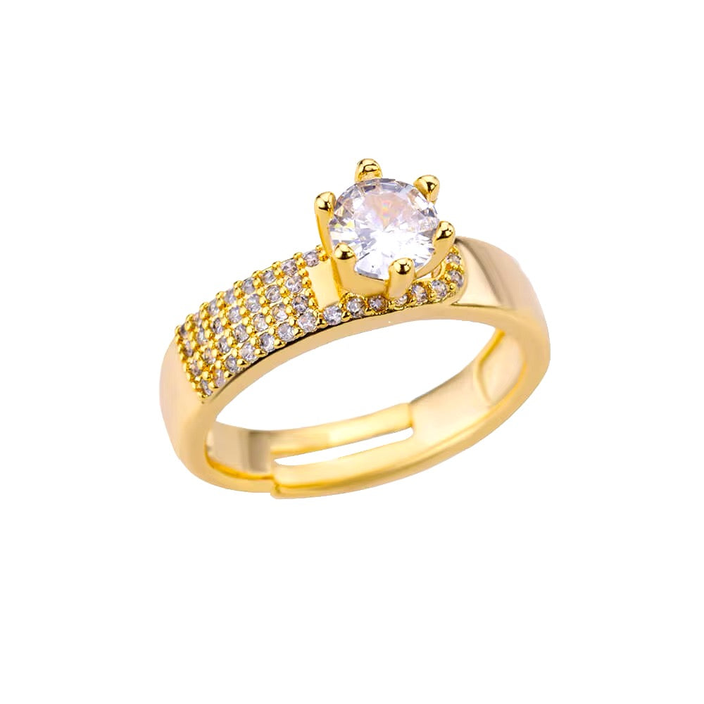 Zirkoon Geometrische Gouden Kleur Kristallen Ring