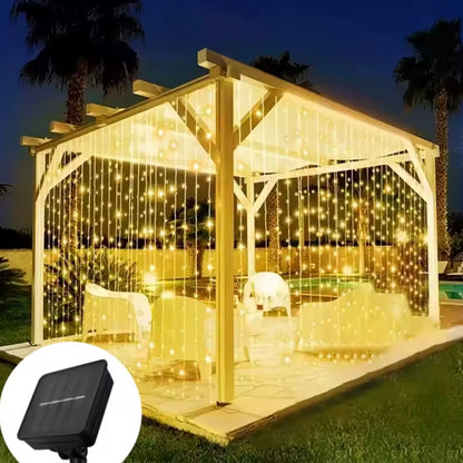 Solar Gordijn Licht Outdoor – Zonne-energie – Lichtslinger voor Tuin (Tijdelijk aanbieding)