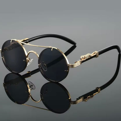 Vintage Ronde Zonnebril met Dubbele Brug – Unisex Retro Design, Luxe Merkstijl & Veelkleurige Lenzen voor Dames en Heren