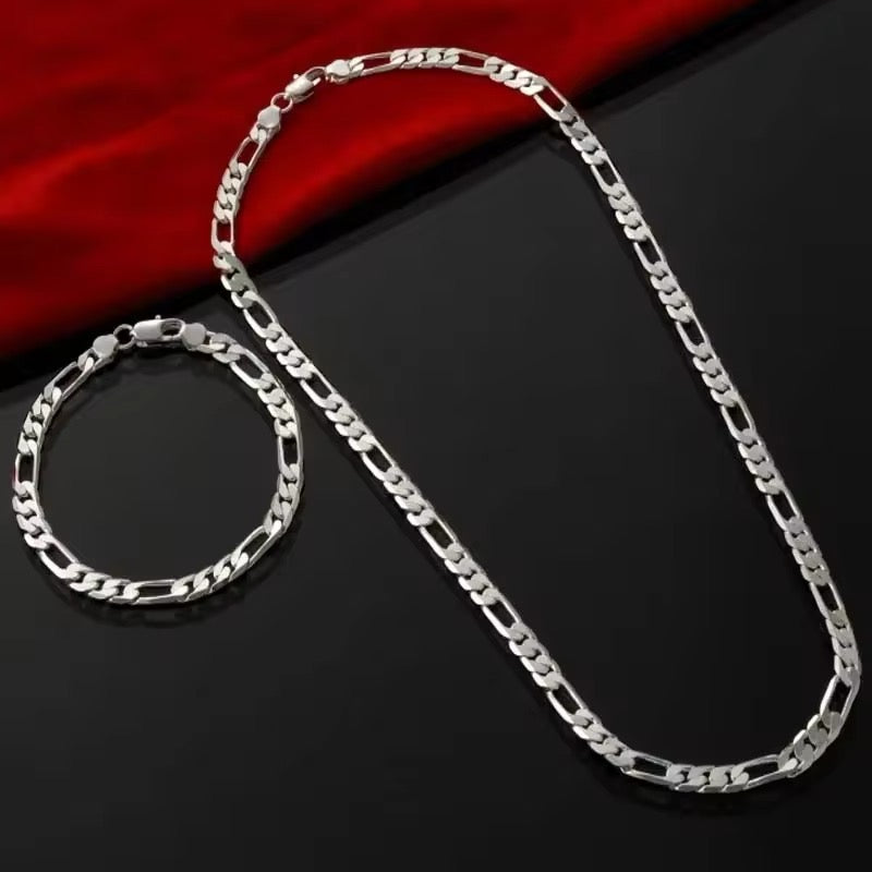 925 Sterling Zilveren 4mm Ketting en Armband voor Heren en Dames