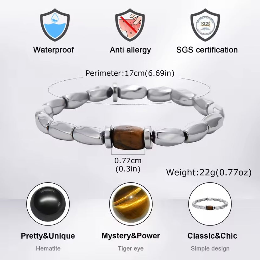 Vintage tijgeroog stenen armband