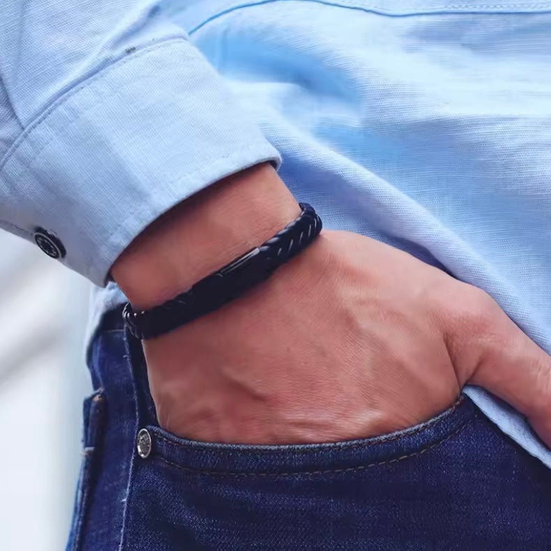 Vandro™ Gevlochten Leren Armband voor Mannen – Bijoux Homme Stijl
