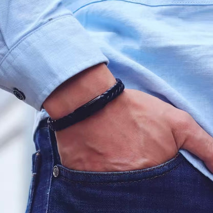 Vandro™ Gevlochten Leren Armband voor Mannen – Bijoux Homme Stijl