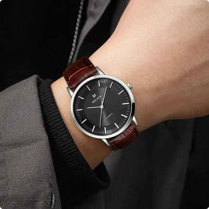 Montre à quartz EleganceWatch™ avec bracelet en cuir