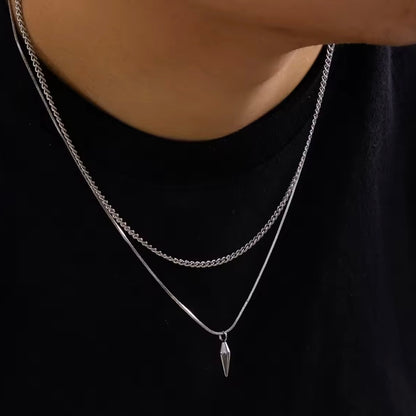 ✨ KunJoe 2 Stuks Set – Stijlvolle RVS Kettingen met Klinknagel Hanger - Ketting voor Vaderdag!