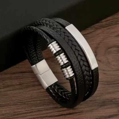 Lederen Herenarmband – Handgeweven Meerdere Lagen, Fashion voor Stijlvolle Mannen