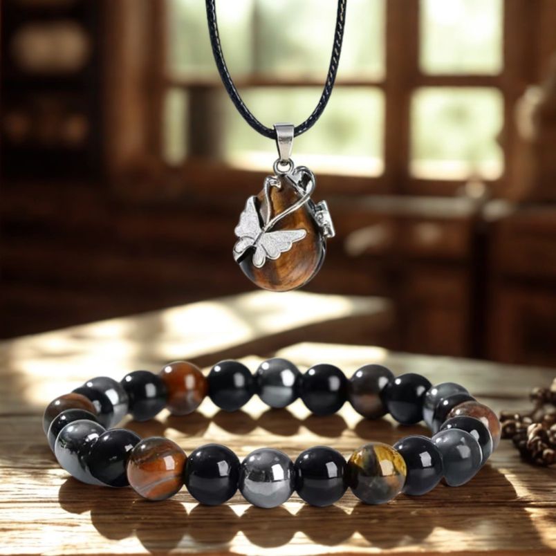 2-delige Tijgeroog & Hematiet set – Ketting & Armband | A2