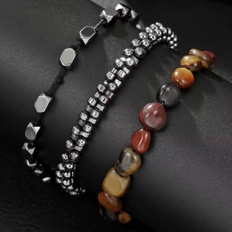 Nieuwe Persoonlijkheid Energiesteen Herenarmband – Stoere Zwarte Galsteen Kralenarmband