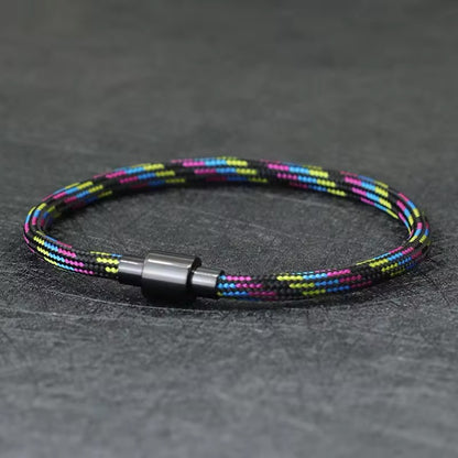 Stijlvolle Herenarmband: RVS Magnetische Gesp met 4mm Bohemian Paracord