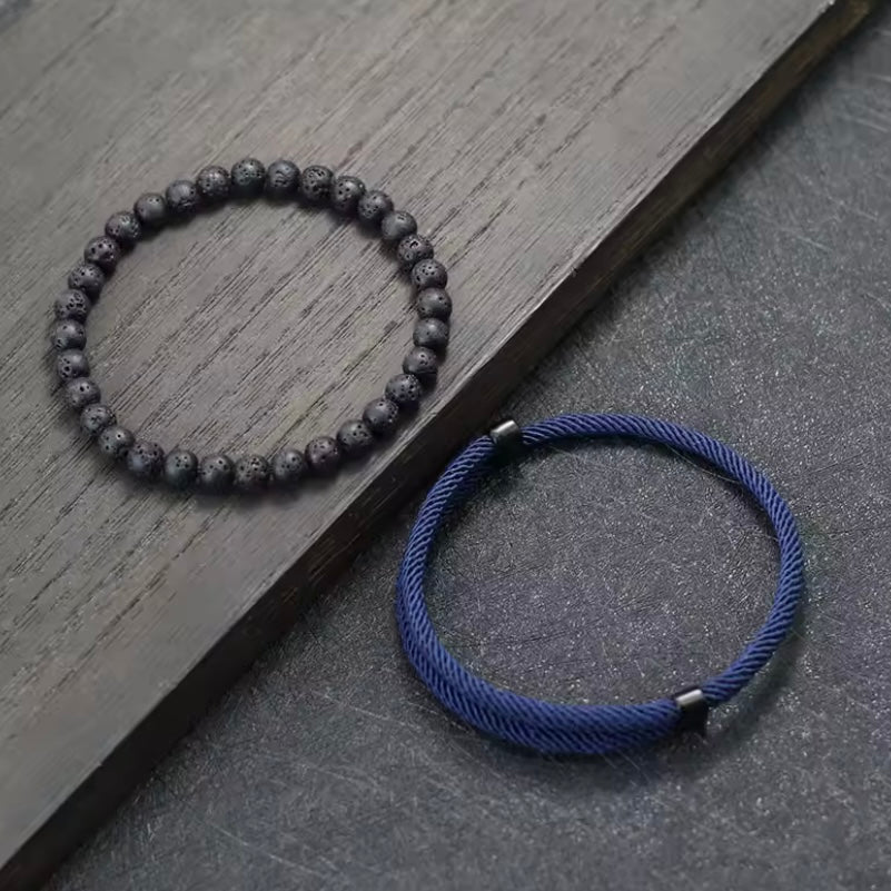 Verstelbare Heren Armband Set – Geluksarmband & Stijlvol Design