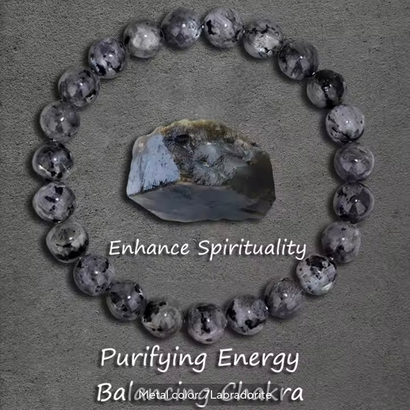 Unieke Mannen Armband Set – Onyx & Labradoriet Kralen, Healing Braclet