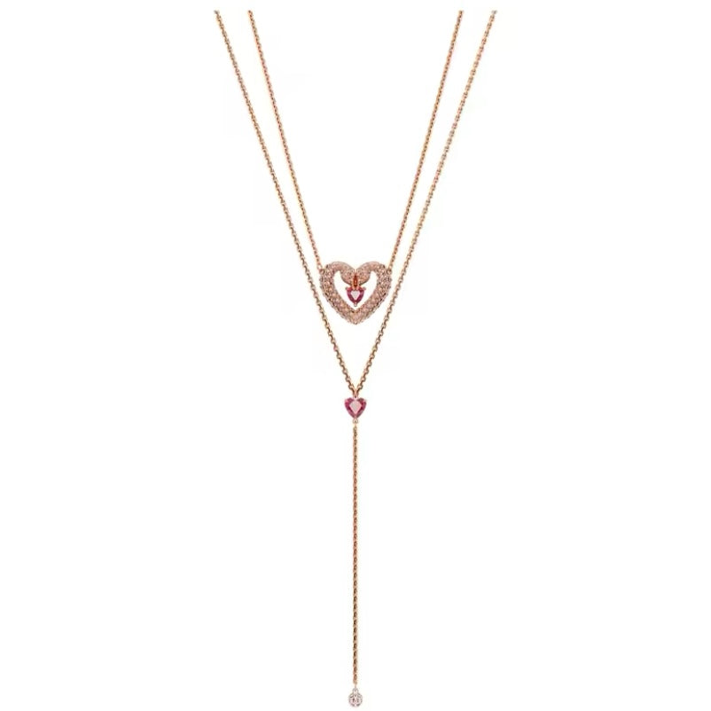 Luxe dubbele ketting, gemaakt van hoogwaardig stainless steel met Hart