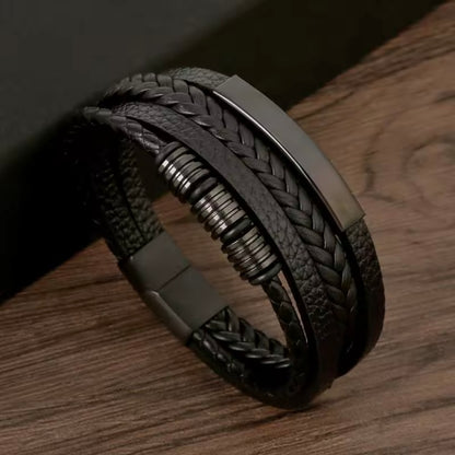Lederen Herenarmband – Handgeweven Meerdere Lagen, Fashion voor Stijlvolle Mannen