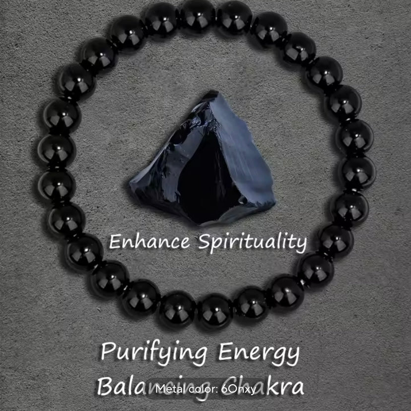 Unieke Mannen Armband Set – Onyx & Labradoriet Kralen, Healing Braclet