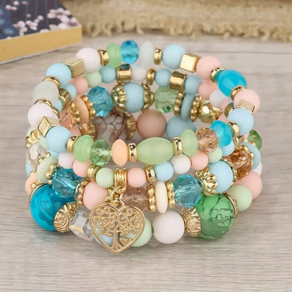 Multicolor Hart Armband met Boom Van Het Leven