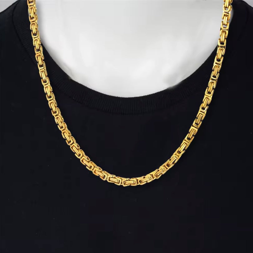 Goud Kleur Rvs 4mm Byzantijnse Link Chain Armbanden Ketting