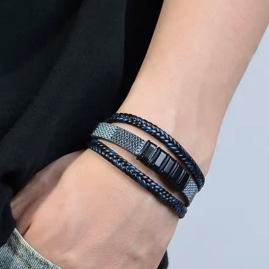 PU-leren herenarmband, handgemaakt met moed- en stressbeschermingsarmband