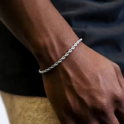 4 mm RVS Twisted Rope Armband voor Mannen & Vrouwen – Unisex Edelstalen Sieraad – Perfect Kerstcadeau