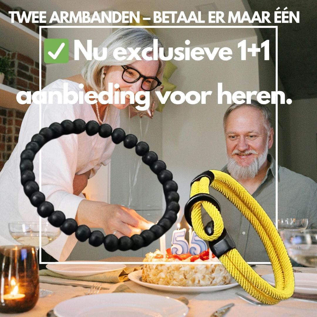 Mannen Armband Set Dubbellaags Touw Nautische Armband 6mm Zwarte Onyx Steen Armband