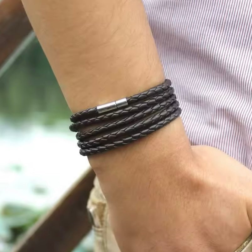 Xqni Retro Lederen Wrap Armband voor Heren