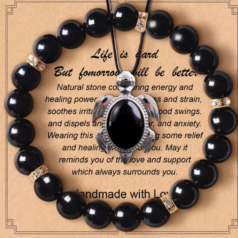 2-delige Obsidiaan Set - voor het verlichten van angst en evenwichtsbalancering van emoties