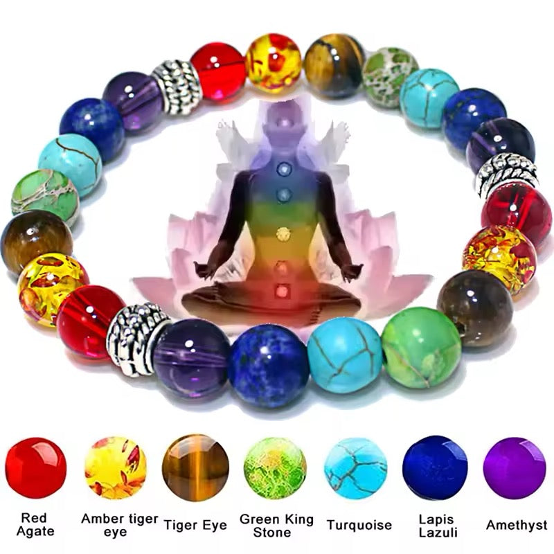 Chakra Healing Armband met Lavasteen en Tijgeroog (8 mm)