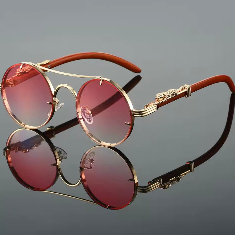 Vintage Ronde Zonnebril met Dubbele Brug – Unisex Retro Design, Luxe Merkstijl & Veelkleurige Lenzen voor Dames en Heren