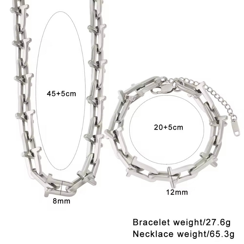 Goudkleurige U-vormige Ketting en Armband voor Vrouwen – Trendy Metaal Set