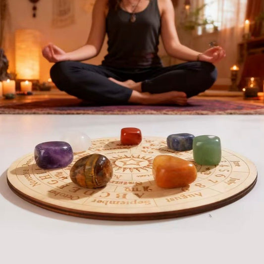 8 delig/set Kristallen Stenen Chakra met Houten Slinger