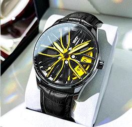 Montre de luxe pour hommes Olevs Wheel - jante de voiture de sport rotative 