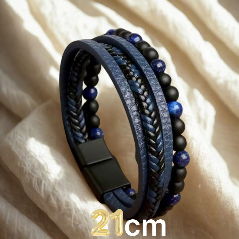 Tijgeroog Kralen & Lederen Armband – Multi-Layer
