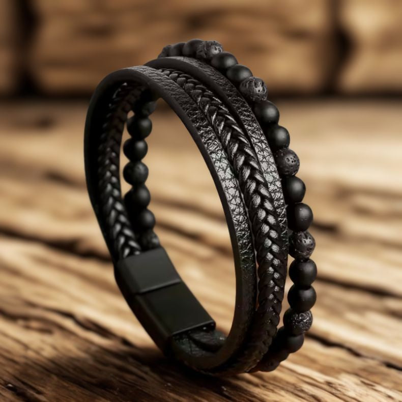 Tijgeroog Kralen & Lederen Armband – Multi-Layer Power Bracelet voor Mannen