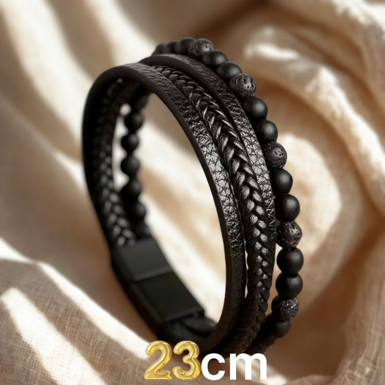 Tijgeroog Kralen & Lederen Armband – Multi-Layer